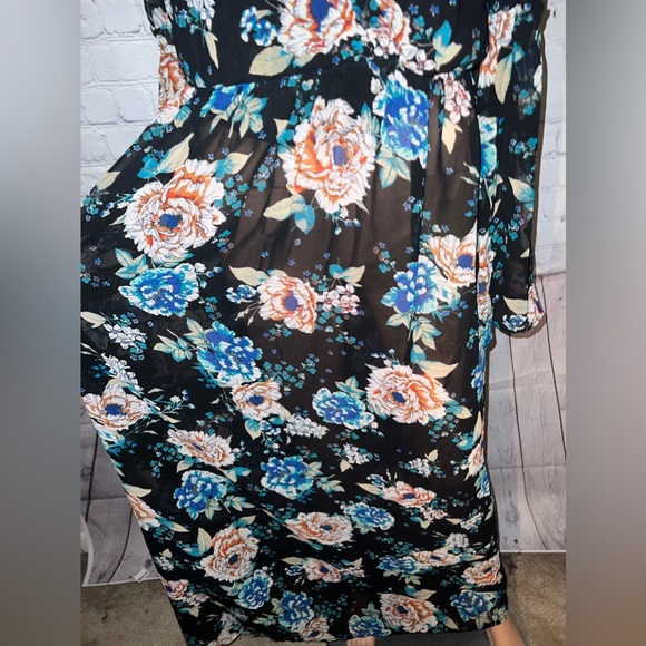 As U Wish Multicolor long long sleeve flower dress size L - Picture 3 of 11